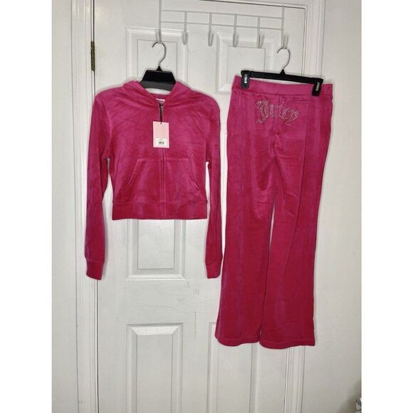 Juicy Couture Size M Velour Tracksuit Set Vixen Pink OG Logo NWT Y2K - Picture 2 of 8